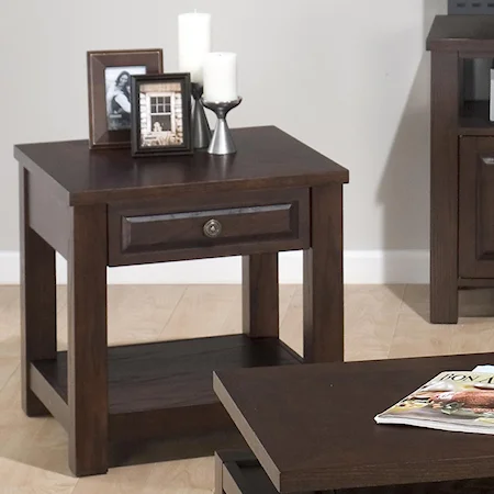Drawer End Table with Shelf