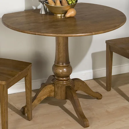 Double Drop Leaf Single Pedestal Round Dining Table