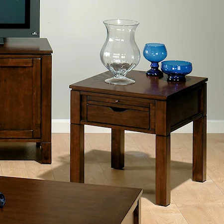 End Table with a Drawer and Tray