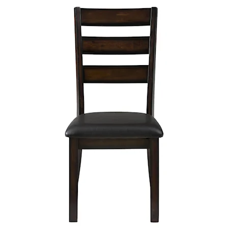 Slat Back Side Chair with Faux Leather Seat