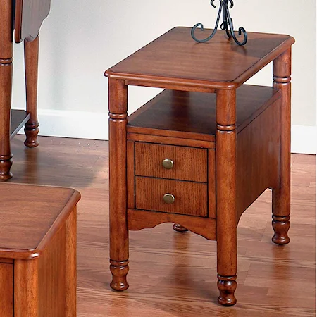 Chairside Table with Two Drawers and a Shelf