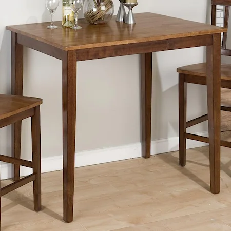 Two-Tone Solid Rubberwood Counter Height Fixed Top Table with Sabre Legs