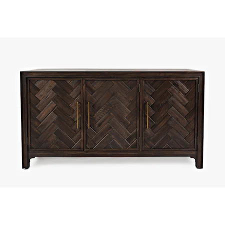 Dark Chevron 3 Door Accent Cabinet