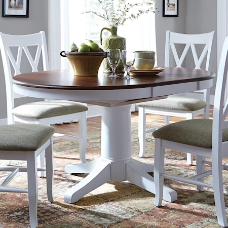 Round Pedestal Dining Table with Butterfly Top