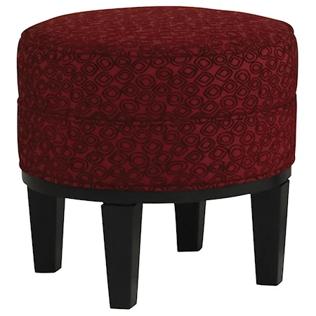 Round Upholstered Bunching Footstool with High Wood Legs