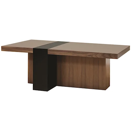 Rectangular Walnut Coffee Table with Black Accent