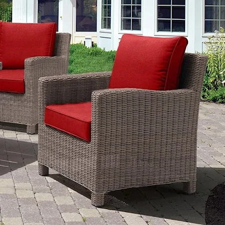 Contemporary Outdoor Lounge Chair with Track Arms