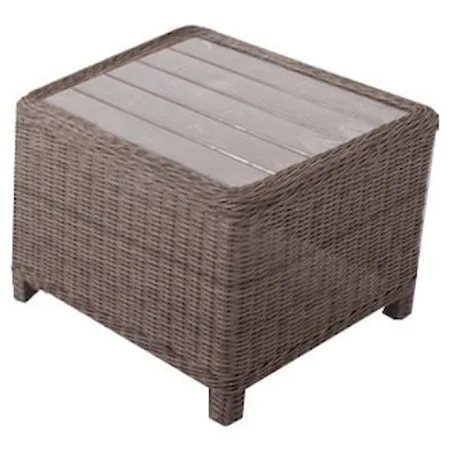 Outdoor End Table with Wicker Frame