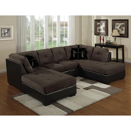 Transitional Button-Tufted RHF Chaise Sectional