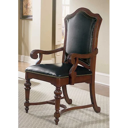 Arm Chair With Leather Upholstered Seat and Back