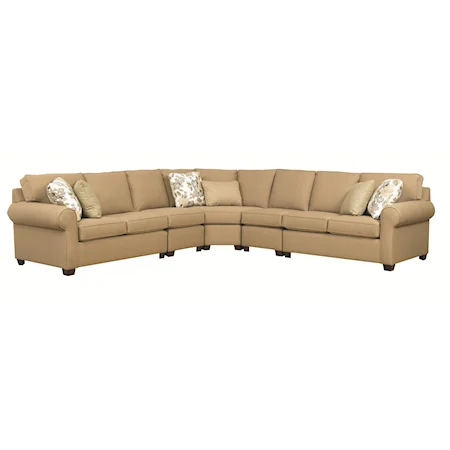 Five Piece Sectional Sofa with Rolled Arms