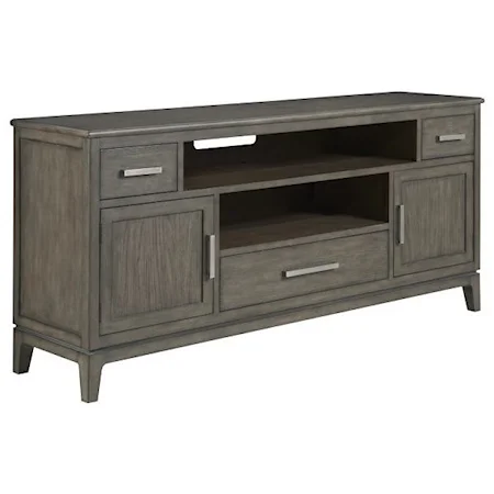 Reagan Solid Wood Entertainment Console with Outlet and Wire Management