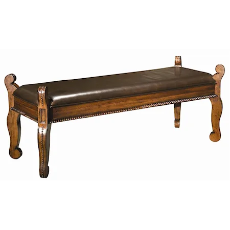 Leather Bench with Carved Legs