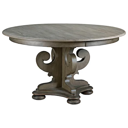Grant Scrolled Pedestal Round Dining Table with One Extension Leaf