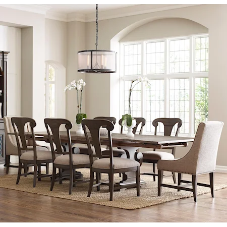 Nine Piece Refectory Table Dining Set with Fulton Side Chairs and Lawson Host Chairs