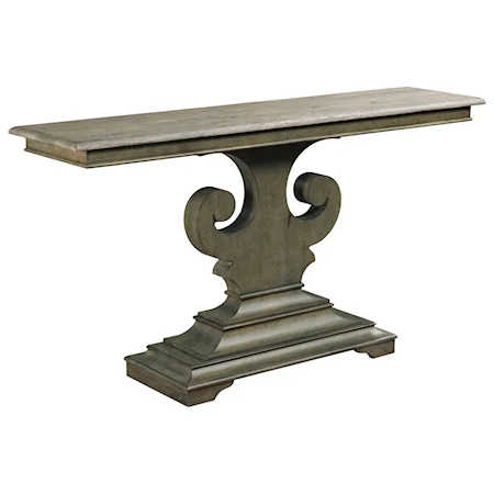 Huff Hall Console Sofa Table with Scrolled Pedestal Base