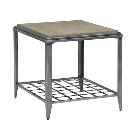 Industrial Rectangular End Table with Finished Concrete Top