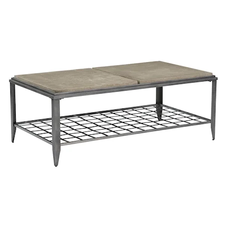 Industrial Rectangular Cocktail Table with Finished Concrete Top