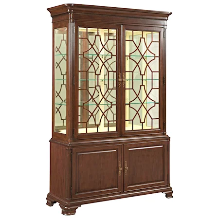 Traditional China Cabinet with Adjustable Shelving and Touch Dimmer Light
