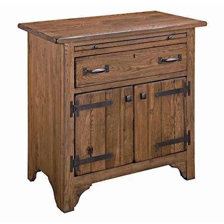 Storage Nightstand with Two Doors and Electrical Outlet