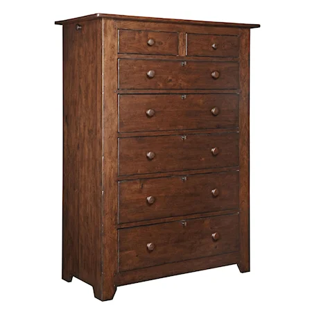 Seven-Drawer Dressing Chest with Locking Drawers and Pull-Out Hanging Rods