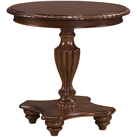 26" Round End Table with Turned & Fluted Pedestal Base