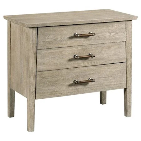 Contemporary Boulder Solid Wood Large Nightstand with Outlet