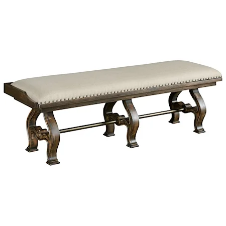 Vintage Styled Accent Bench with Metal Stretcher