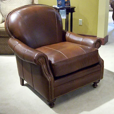 35" Tight Back Leather Chair with Nailhead Trim