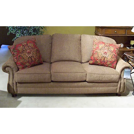 88" Semi-Attached Back Sofa with Turned Wood Legs