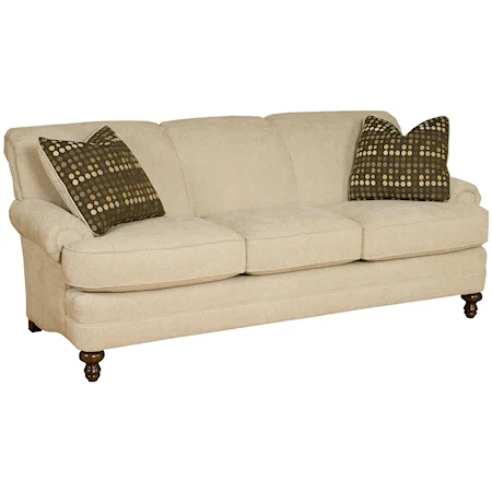 Casual Rolled Arm Stationary Sofa