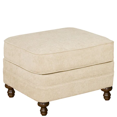 Rectangular Ottoman with Turned Wooden Legs