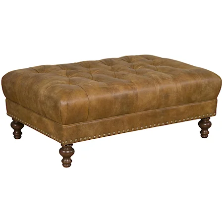 Oversized Traditional Tufted Ottoman with Nail Head Trim