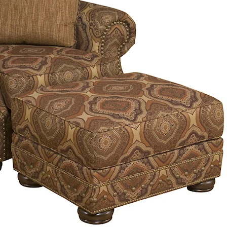 Ottoman with Exposed Wood Feet