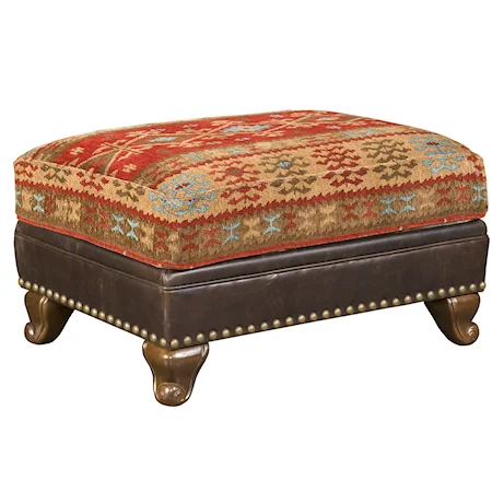 Traditional Ottoman and a Half with Nailhead Trim