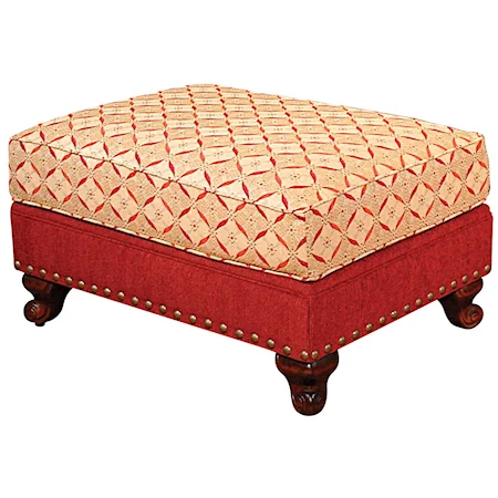 Traditional Ottoman and a Half with Nailhead Trim