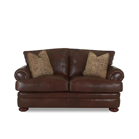 Casual Style Leather Loveseat with Bun Feet