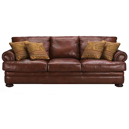 Casual Style Leather Sofa with Bun Feet