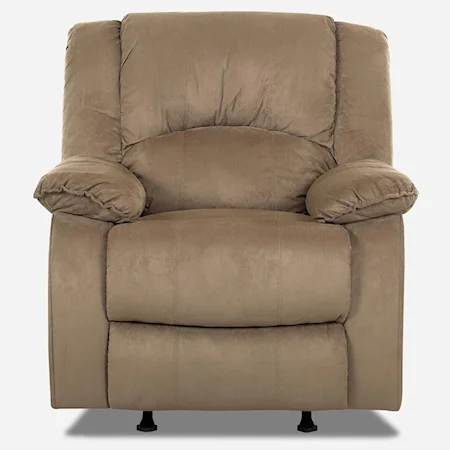 Reclining Rocking Chair with Pillow Arms and Attached Back