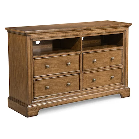 4-Drawer Media Chest with Open Shelving