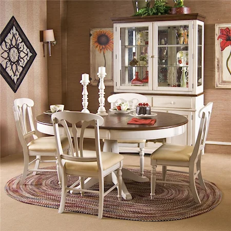 Pedestal Dining Table & Side Chair Set