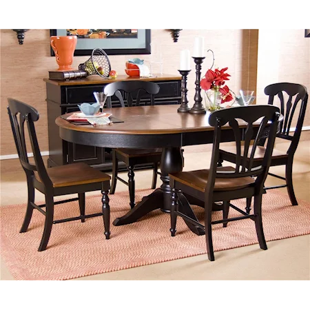 Pedestal Dining Table & Side Chair Set