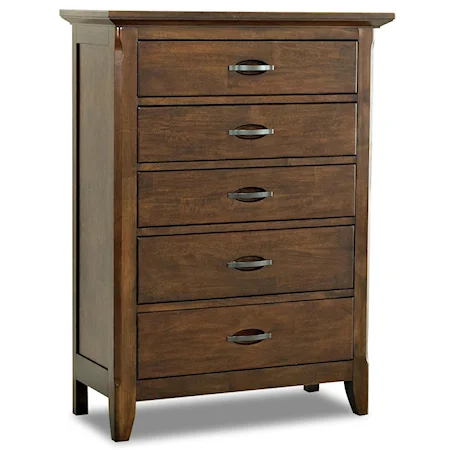 5-Drawer Chest with Serpentine Pulls & Oval Scoops