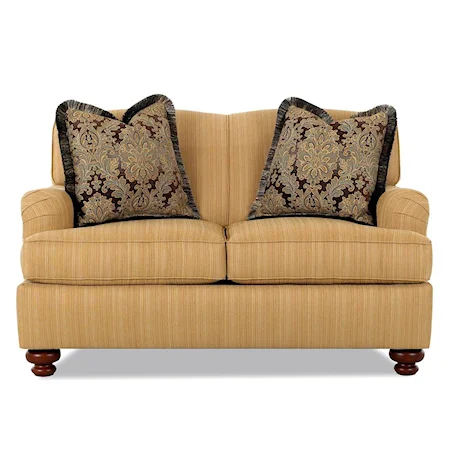 59 Inch Loveseat with Turned Front Legs