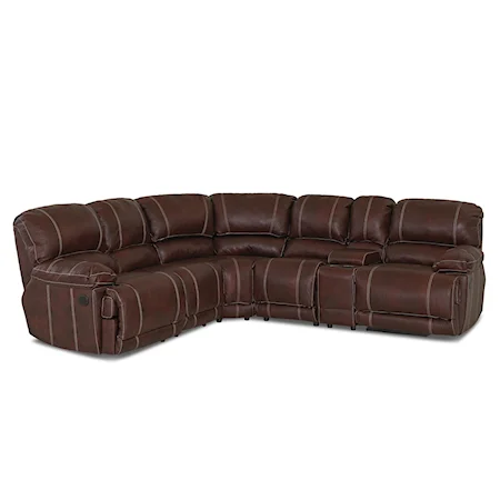 Casual Reclining Sectional Sofa with Storage Console