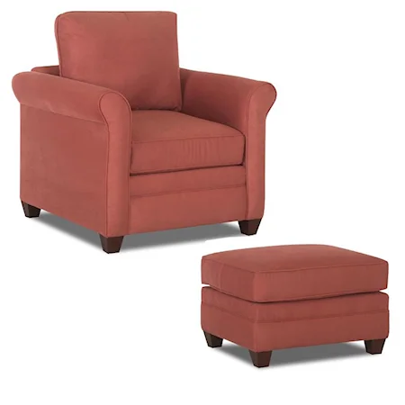 Chair & Ottoman with Tapered Bun Feet