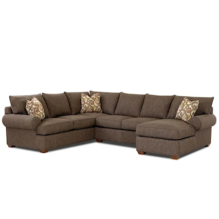 Casual Sectional Sofa with Rolled Arms