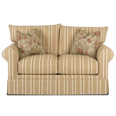 Slipcover Loveseat with Rolled Arms and Skirt