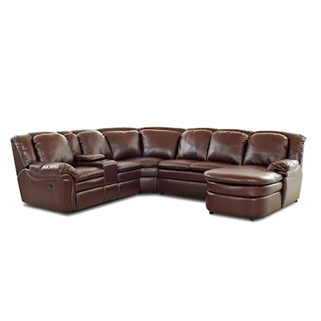 Leather Reclining Sectional with Storage Console