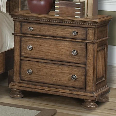 3 Drawer Nightstand with Dentil Molding Accents